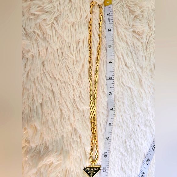 Reworked Gold/Black Prada Logo Necklace 11 1/2" - Picture 6 of 10